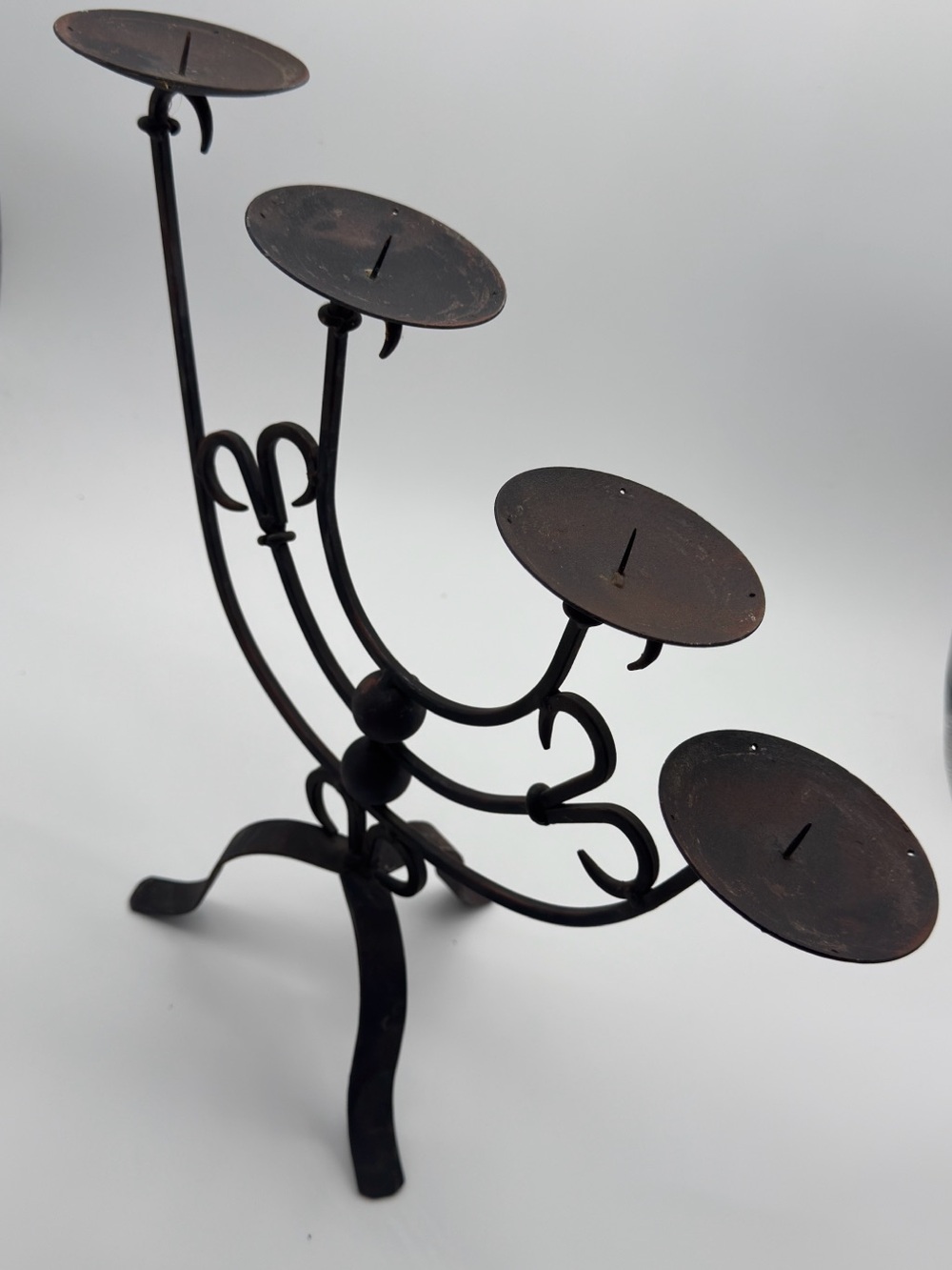 Vintage Wrought Iron Candelabra Set of 2 Elegant Old World Candle Holders